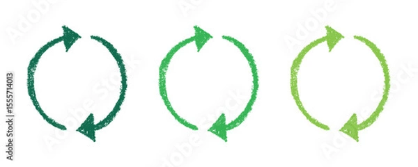 Fototapeta Hand drawn recycle arrow icon Recycling resources symbol Reuse of materials, zero waste, green environment, saving the planet