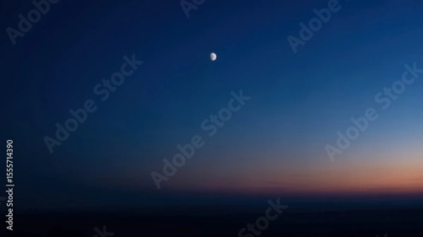 Obraz Serene evening sky with half moon at dusk