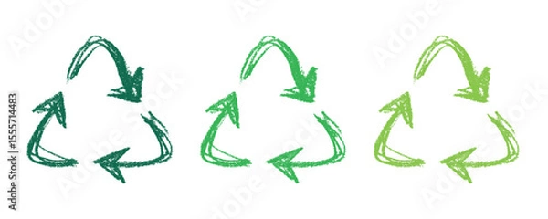 Fototapeta Hand drawn recycle arrow icon Recycling resources symbol Reuse of materials, zero waste, green environment, saving the planet