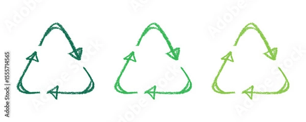 Fototapeta Hand drawn recycle arrow icon Recycling resources symbol Reuse of materials, zero waste, green environment, saving the planet