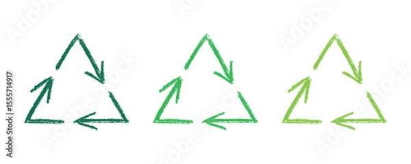 Fototapeta Hand drawn recycle arrow icon Recycling resources symbol Reuse of materials, zero waste, green environment, saving the planet