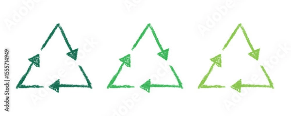 Fototapeta Hand drawn recycle arrow icon Recycling resources symbol Reuse of materials, zero waste, green environment, saving the planet