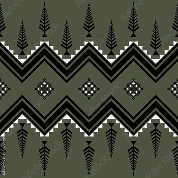 Fototapeta Geometric ethnic seamless pattern  design for carpet,curtain,clothing,fabric,wrapping paper,tiles,textiles,batik,texture and wallpaper.Vector background.