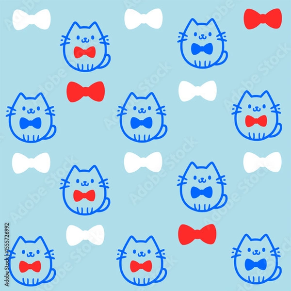 Obraz Doodle  cat and words pattern ,Cute cats illustration,Vector seamless pattern with cats
