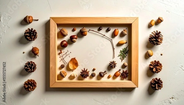 Fototapeta Rustic Frame with Twigs and Seeds