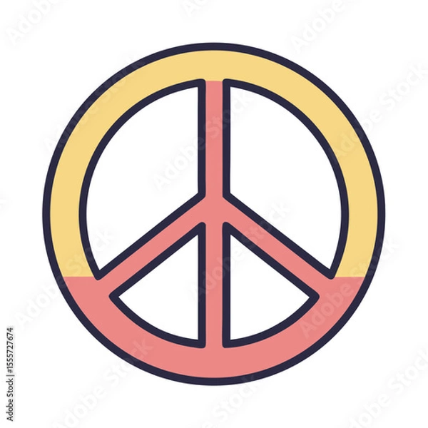 Obraz Stylized peace symbol with yellow and pink sections