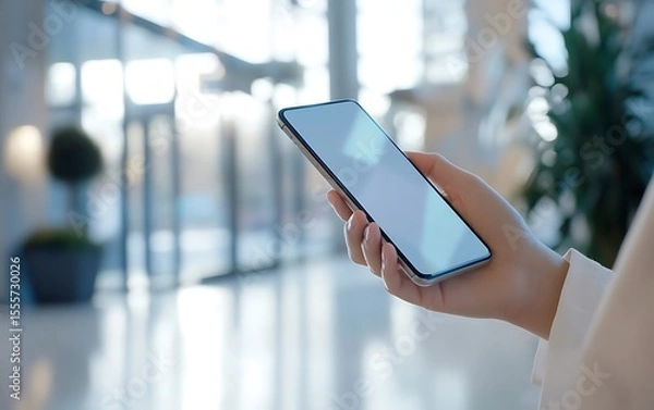 Obraz Hand holding modern smartphone technology