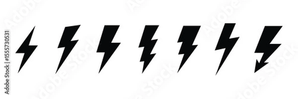 Obraz Collection of various lightning bolt shapes isolated on white background