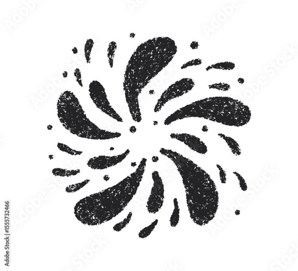 Obraz Crayon doodle firework symbol. Hand drawn firework pencil sketch. Chalk color magic sparkle. Crayon texture burst. Vector illustration on white background.