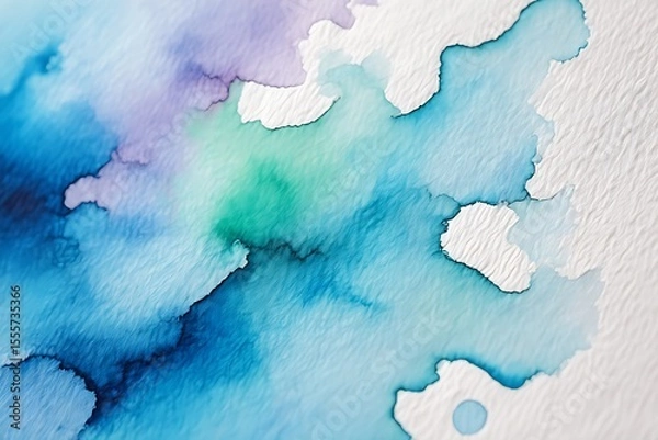 Fototapeta Abstract Watercolor Splashes and Blends of Blue and Purple on Textured Paper