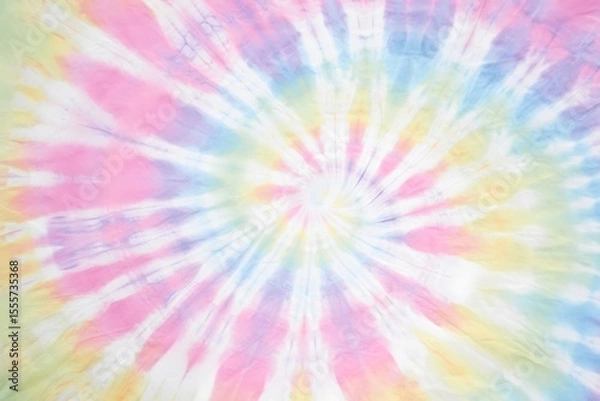 Fototapeta Soft Pastel Rainbow Tie Dye Swirl Pattern Vibrant Colors Delicate Gentle Psychedelic Art