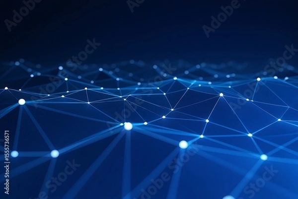 Fototapeta Abstract Neural Network Connections Forming a Digital Network Structure on a Dark Blue Background