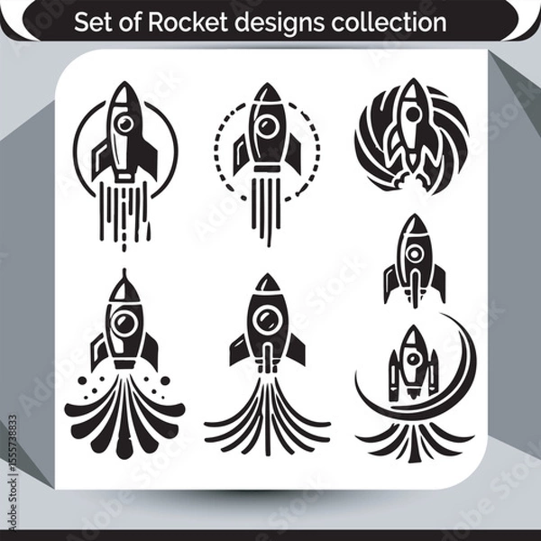Fototapeta A Collection of Creative Rocket Designs: Vector Illustrations for Space Exploration and Technology Concepts