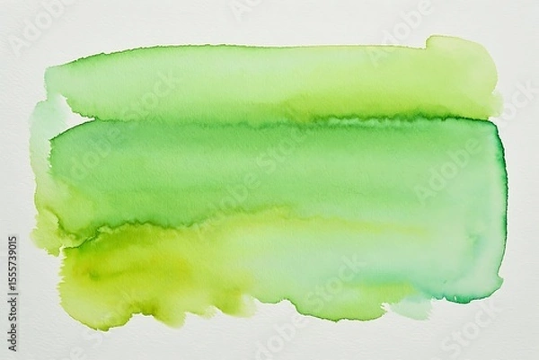 Fototapeta Abstract Strokes of Vibrant Green and Yellow Watercolor Wash Across a White Canvas