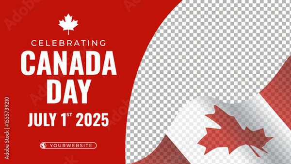 Fototapeta Canada Day horizontal banner template design. Editable vector design with place for the photo.