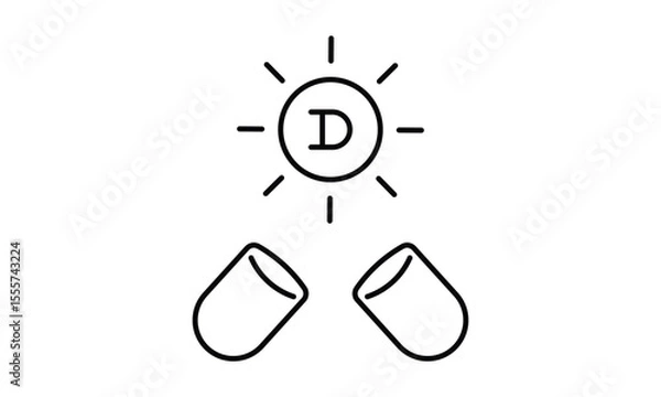 Fototapeta Vitamin D capsule outline icon isolated on transparent background flat vector illustration. EPS 10