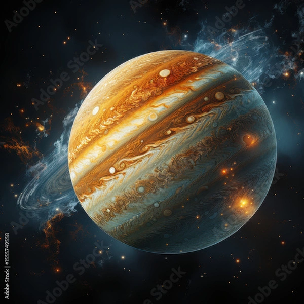 Obraz Jupiter Planet Illustration - Isolated with pure white background