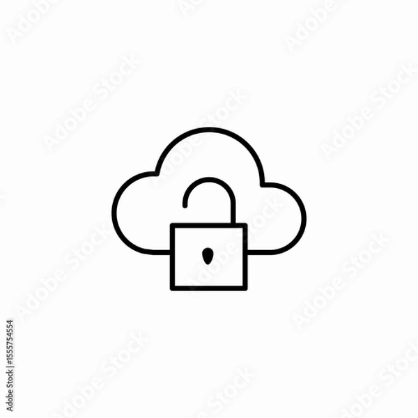 Fototapeta unlocked cloud security icon sign vector