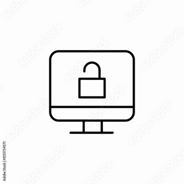 Fototapeta unlocked computer access icon sign vector