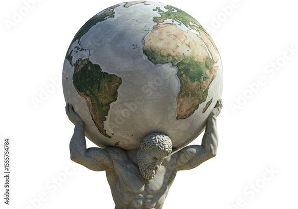 Obraz Isolated Atlas Statue Holding Globe on Shoulders