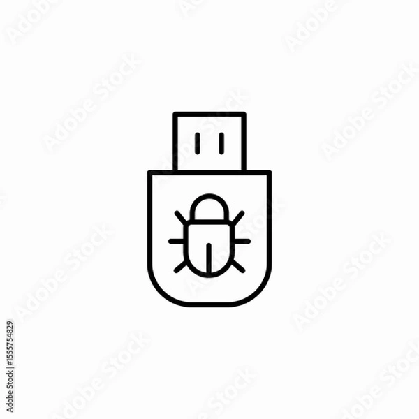 Fototapeta usb bug infected icon sign vector