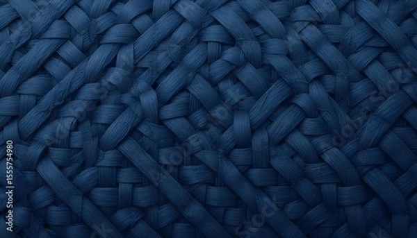 Fototapeta Ai generated image of closeup view of a dark blue woven texture, showing intricate details and a repeating pattern