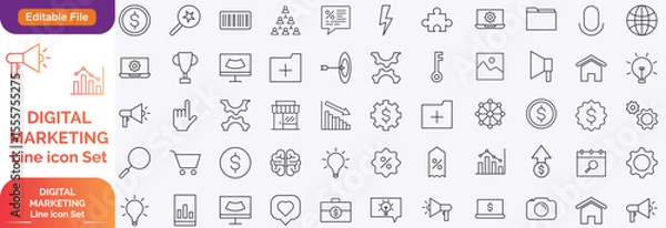 Obraz Digital Marketing Line editable icons set. Editable stroke. Vector illustration