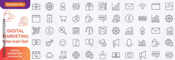 Obraz Digital Marketing Line editable icons set. Editable stroke. Vector illustration