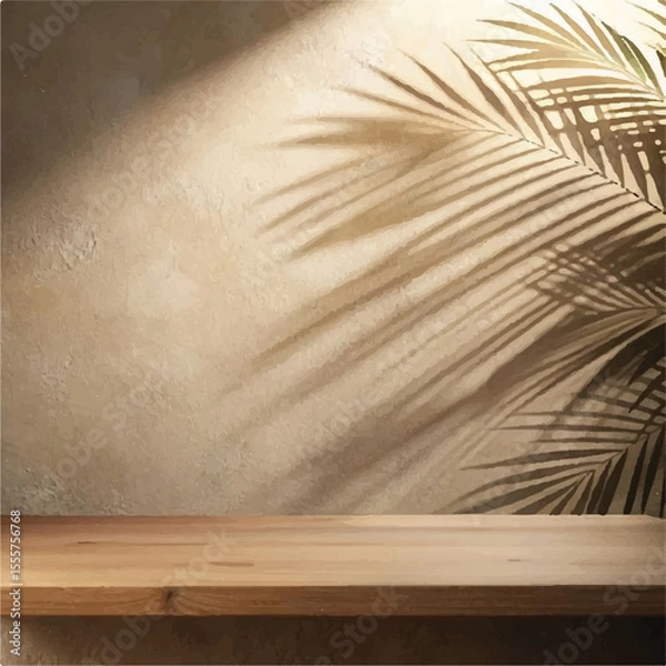 Obraz Wood Table Focus with Nature Tea Fields in Soft Blur | Round Wood Table in Focus with Faded Tea Farm and Sky | Natural Wood Table in Front of Tea Plantation Landscape