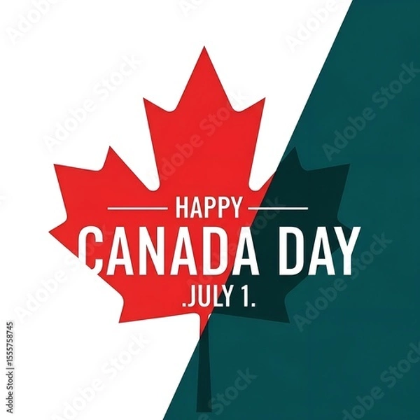 Fototapeta Celebrating Canada Day A Vibrant Maple Leaf Design with Bold Typography and Patriotic Color Palette Invoking National Pride