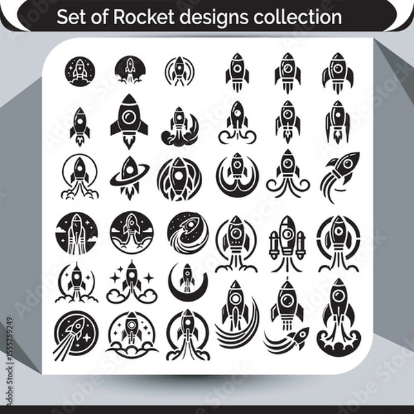 Fototapeta Diverse Rocket Design Collection Vector Illustration Modern Space Exploration Concept Art