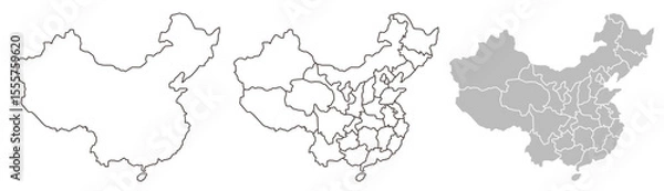 Fototapeta China map – vector illustration of provinces and political borders