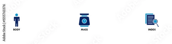 Obraz Banner of bmi web vector illustration concept with icons of body, mass, index