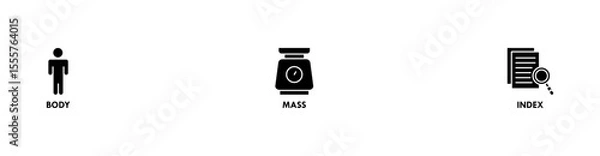 Obraz Banner of bmi web vector illustration concept with icons of body, mass, index