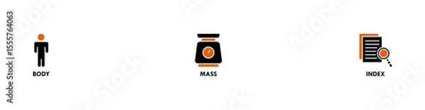 Obraz Banner of bmi web vector illustration concept with icons of body, mass, index