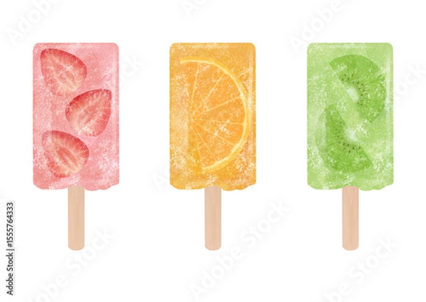 Obraz フルーツアイスキャンディーのイラスト