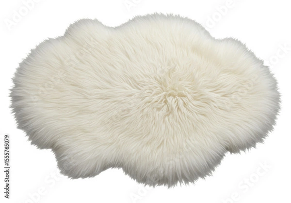Obraz Isolated Fluffy White Sheepskin Rug with Soft Texture