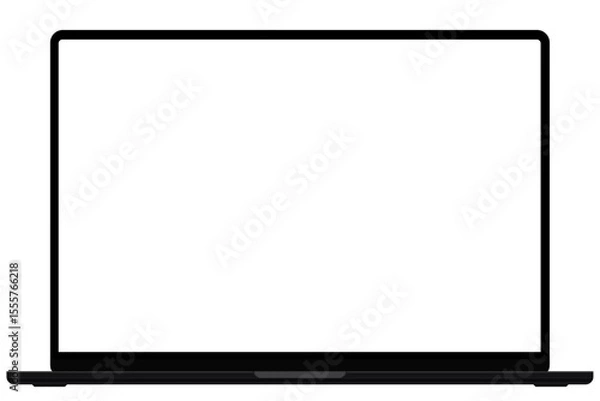 Obraz 画面が透過された正面から見たノートパソコンのイラスト素材　ベクター