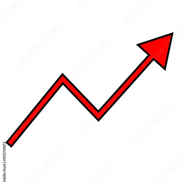 Fototapeta Black Bordered Red Zigzag Upward Arrow Icon
