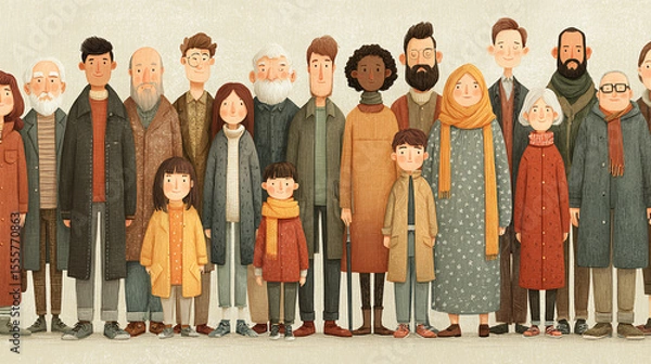 Obraz Diverse Multicultural Community Illustration