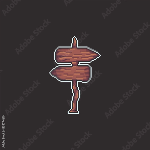 Fototapeta this is signpost icon in pixel art with colorful color and black background ,this item good for presentations,stickers, icons, t shirt design,game asset,logo and your project.