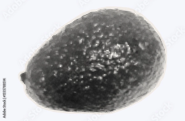 Fototapeta One raw avocado, ripe exotic fruit in halftone modern art style. Cutout from magazine for collage design with grunge texture. Peruvian pear, raw avocado, healthy ingredient. Vector