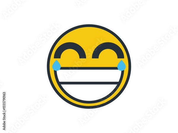 Obraz Vector illustration of a yellow house-shaped emoji with a big smile and tears of joy. Creative emoticon design for real estate, housing apps, fun messaging, and communication concepts."
reee