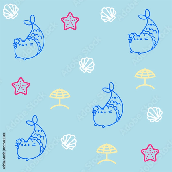 Obraz Doodle  cat and words pattern ,Cute cats illustration,Vector seamless pattern with cats