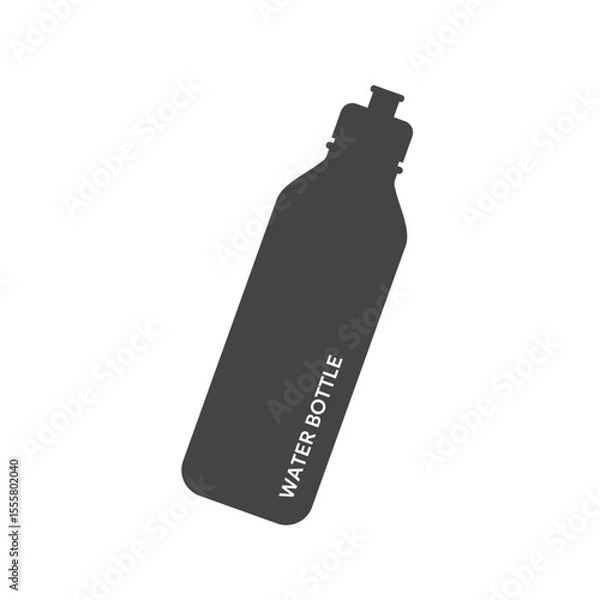 Fototapeta Sport bottle for water with a push-pull cap. Glyph icon. Hydration and drink container for a healthy lifestyle. Vector