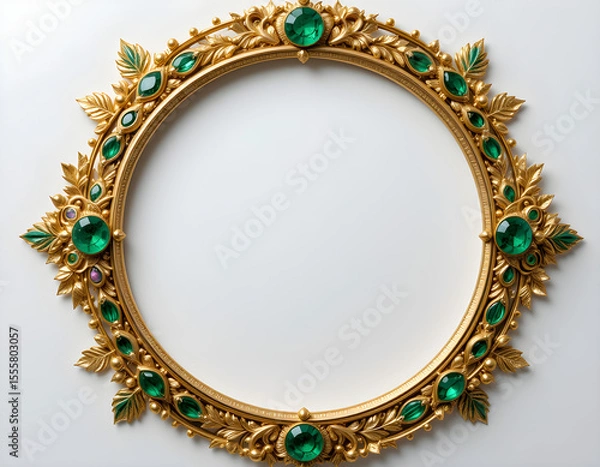 Fototapeta Golden  wreath adorned with luxurious gold ornaments and sparkling beads, a vintage holiday decoration