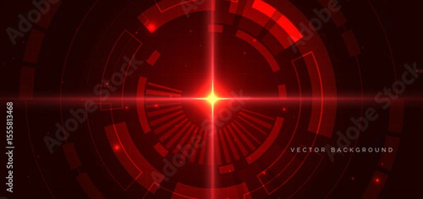 Obraz Futuristic technology hi tech red gear element on dark red background.