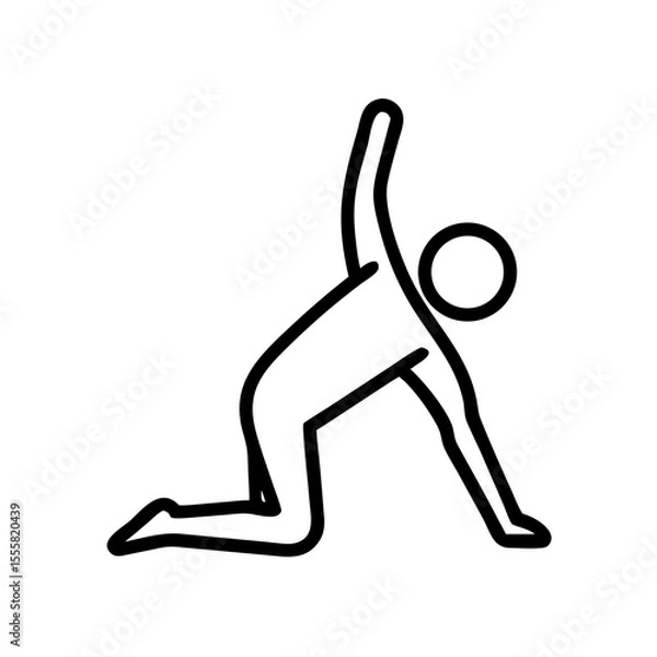 Obraz Person doing yoga stretch in minimalist line art style  
