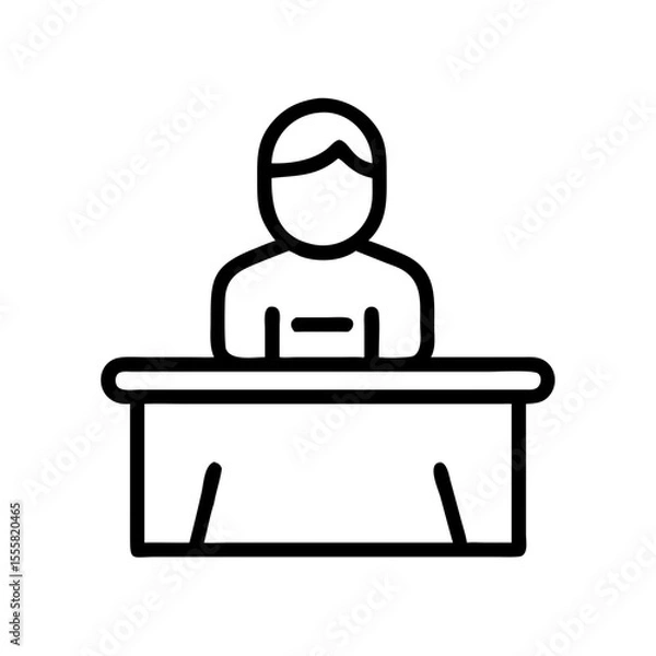 Obraz Line drawing of a person sitting at a desk in an office  