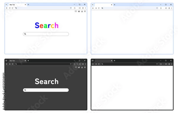 Obraz PCウィンドウ フレーム ブラウザ タブ 検索エンジン UI  Chrome風 (.SVG)	